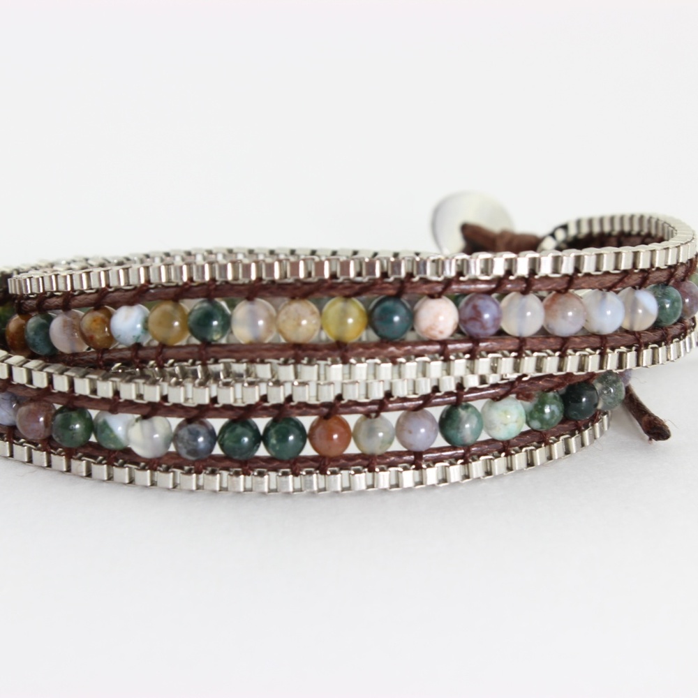 Earth Multi 2 Wrap Metal Trim Bracelet NWT